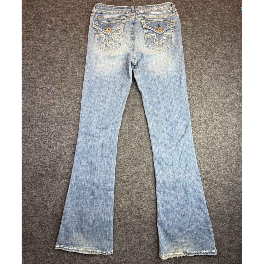 Hydraulic Lola Curvy Flare Jeans Womens 7/8 Bootcut Blue Distressed Low Rise Y2K